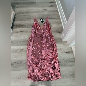 Fashion Nova See Me Shining Sequin Midi Dress - Pink